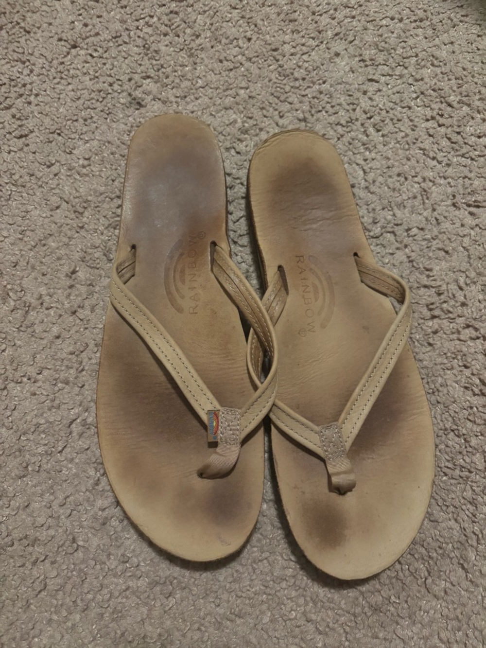 Rainbow Women’s Beige/Tan Leather Thong Sandals